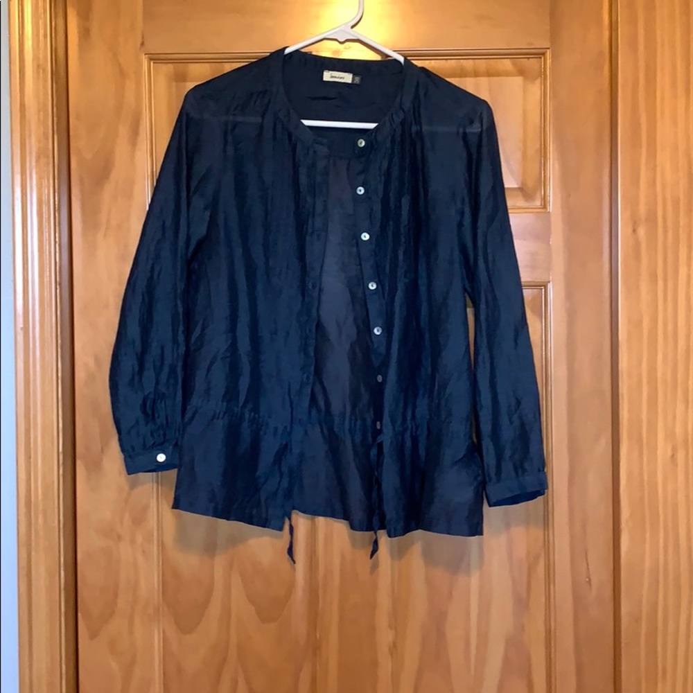 Button down navy blue blouse